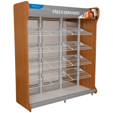 Vitrine para Pães 2,0m com Fundo Espelhado Linha 7104 – Polofrio