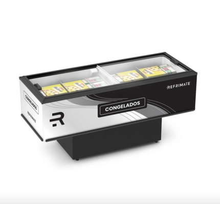 Ilha Expositora Para Congelados e Resfriados 2 metros EIV-2000 Vanguard economy Vidro Reto Refrimate