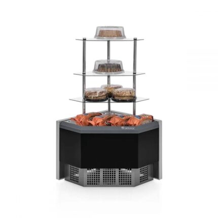 Vitrine Curva 90o Interna/Externa Neutra MPCA-090P c/ 3 níveis de prateleiras Gelopar